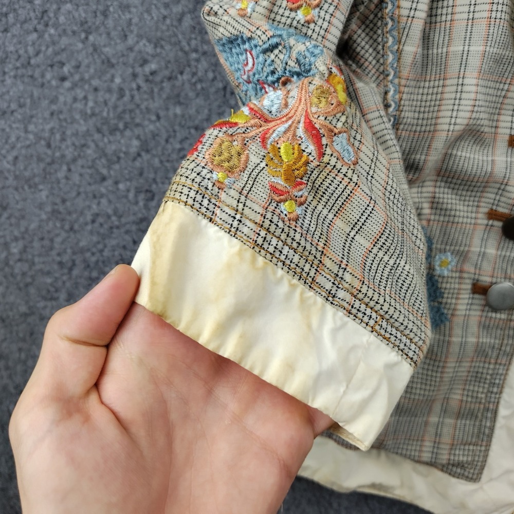 Johnny Was Biya blazer jacket plaid embroidered Floral Size Small Womens - Picture 8 of 12